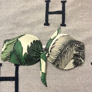 Beach riot size large palm print bikini bandeau top